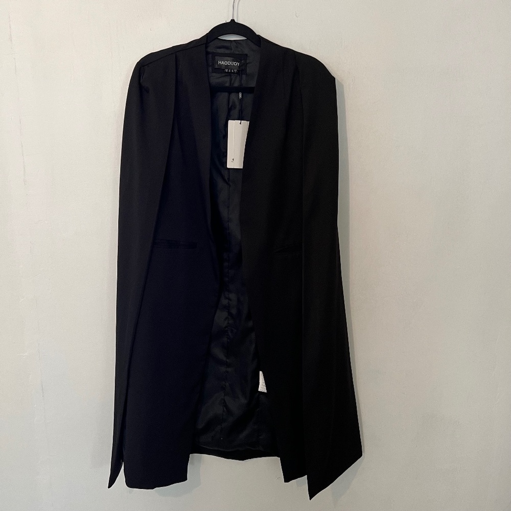 Haoduoy Black Cape Coat